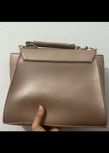 Bej Deri Kadın Çanta Fiyonklu - Görsel 2