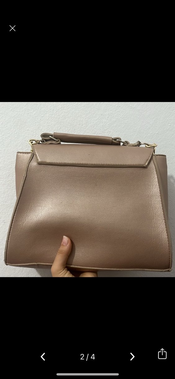 Bej Deri Kadın Çanta Fiyonklu - Görsel 2