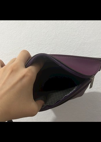 Mor Deri Fermuarlı Kadın Clutch Cüzdan - Görsel 2