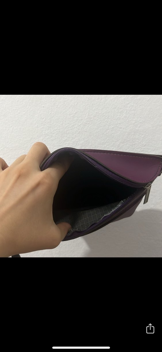 Mor Deri Fermuarlı Kadın Clutch Cüzdan - Görsel 2