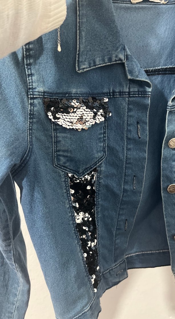 Düğmeli Mini Mavi Kot Ceket - Görsel 2