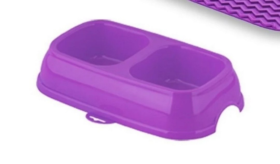 2 li Mor Kedi Mama Kabı ve tırmalama tahtası - Görsel 2