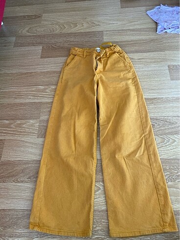 Mango hardal sarısı wide leg jean