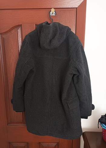 Gri Yün Midi Boy Düğmeli Kaban - Görsel 2