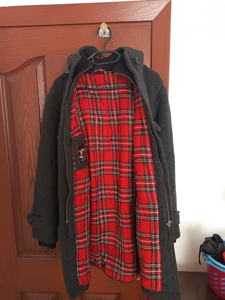 Gri Yün Midi Boy Düğmeli Kaban - Görsel 3