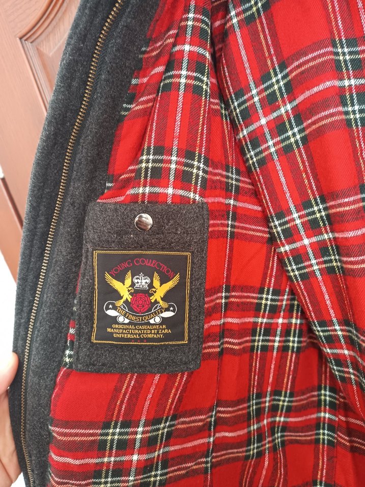 Gri Yün Midi Boy Düğmeli Kaban - Görsel 4