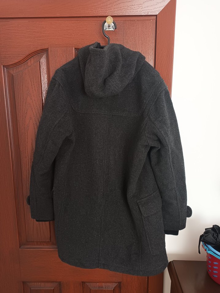 Gri Yün Midi Boy Düğmeli Kaban - Görsel 2