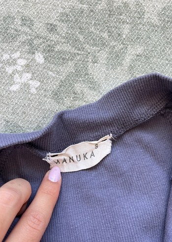 m Beden MANUKA Gri V Yaka Fermuarlı Bluz