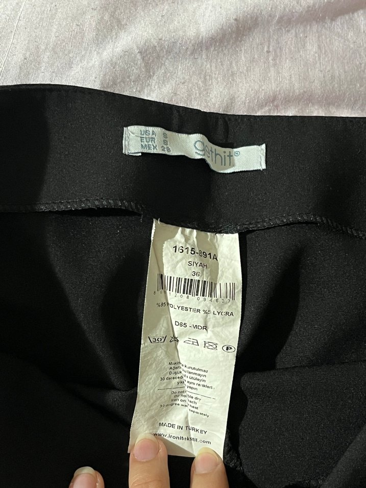 Siyah ispanyol Paça Kumaş Pantolon - Görsel 3