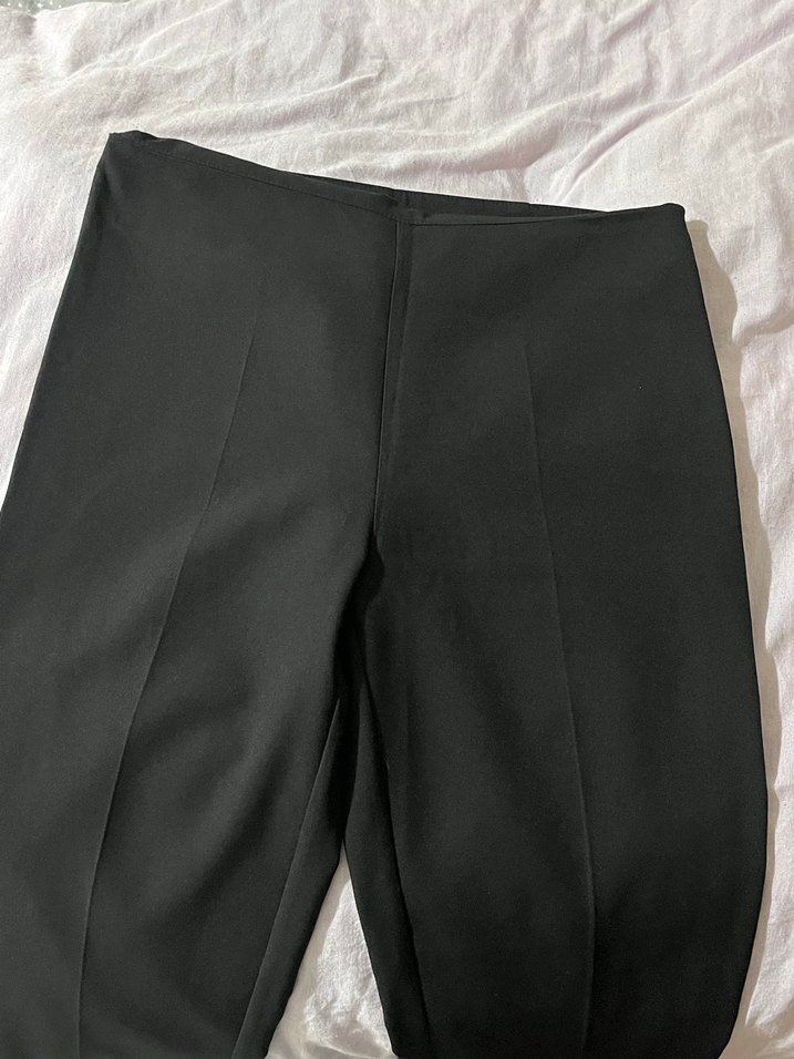 Siyah ispanyol Paça Kumaş Pantolon - Görsel 2