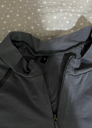 Gri Yarım Fermuarlı Kısa Kollu body - Görsel 2