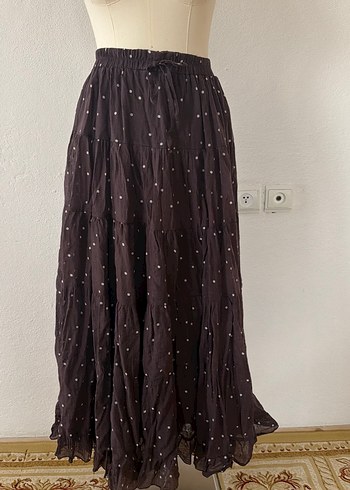 Trendyol & Milla Siyah Puantiyeli Volanli Uzun Etek