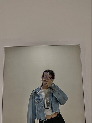 s Beden mavi Renk Crop kot ceket