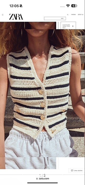 Zara çizgili triko bluz