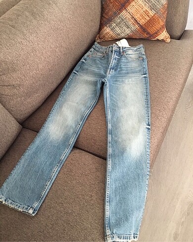 Zara straight fit yüksek bel jean