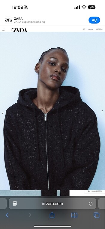 Zara simli sweatshirt