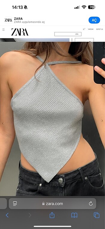 PARLAK TAŞLI TRİKO SIRTI AÇIK CROP TOP