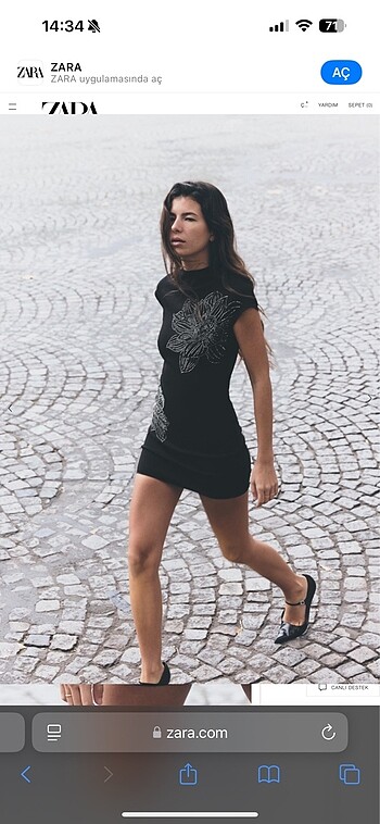 Zara Parlak streç örgü kısa elbise