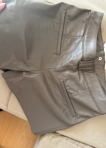 xs Beden kahverengi Renk Zara kargo deri şort etek