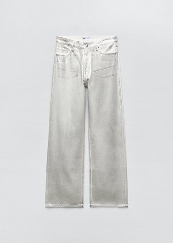 40 Beden gri Renk Zara metalik parlak jean