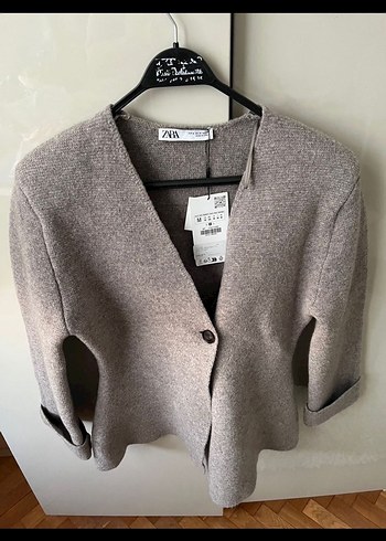 Zara Zara Gri Yün Peplum Triko Blazer
