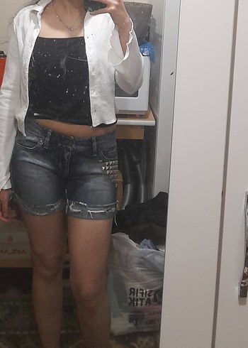 mini kot şort - Görsel 2