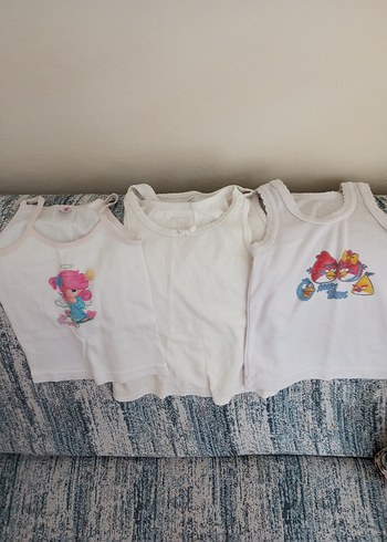 Beyaz Baskılı Pastel Renkli Çocuk Atlet