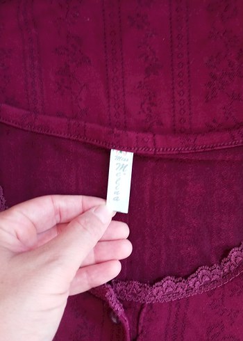 40 Beden Bordo Hamile ve Emzirme Gecelik Midi Boy