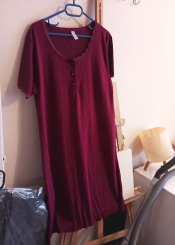 Bordo Hamile ve Emzirme Gecelik Midi Boy