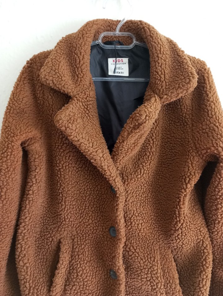 Düğmeli Kahverengi unısex çocuk kaban - Görsel 2