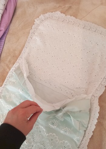 Nakışlı Pastel Beyaz Bebek Uyku Örtüsü - Görsel 3