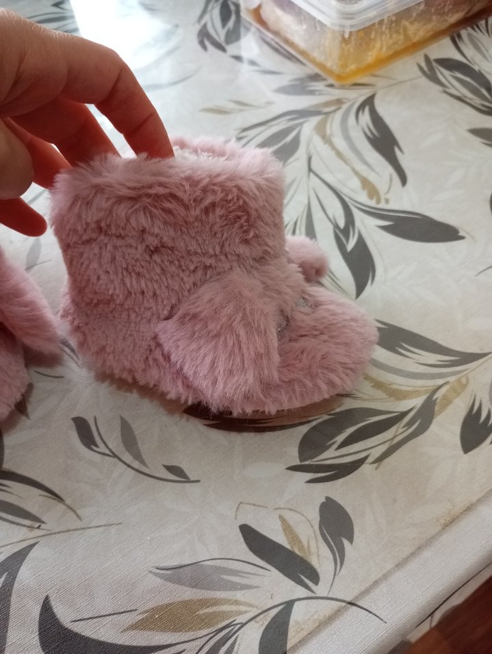 Kız Çocuk Pembe Kürklü Sıcak tutan ev ayakkabısı - Görsel 3