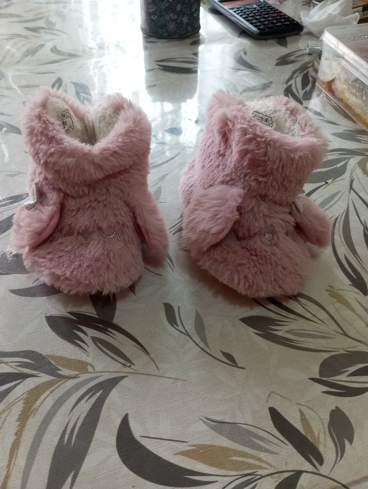 Kız Çocuk Pembe Kürklü Sıcak tutan ev ayakkabısı - Görsel 2