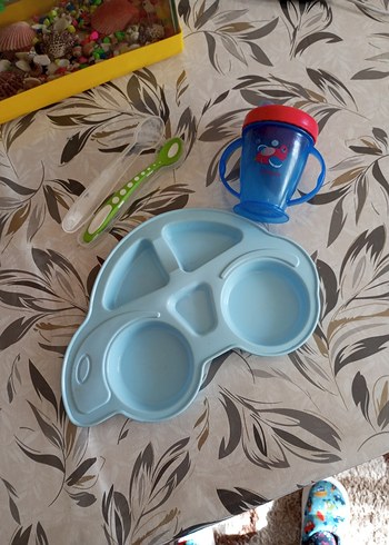 Mavi Bebek Biberonu ve Bölmeli Tabak - Görsel 12