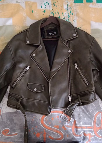 s Beden Stradivarius Kadın Deri Biker Ceket