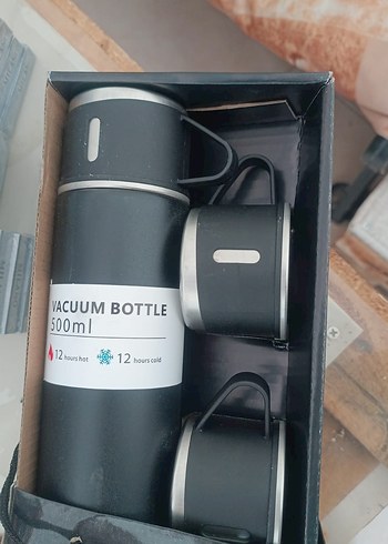 Siyah Vakumlu Termos Seti - Görsel 2