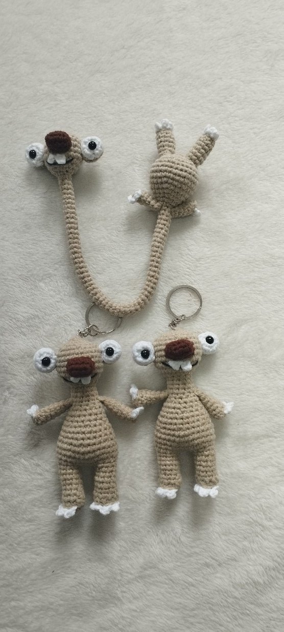 Bej ve Gri El Örgüsü Peluş Oyuncak - Görsel 2