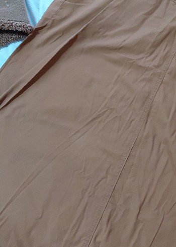 Bej Midi Keten Kemerli Kadın Etek - Görsel 3