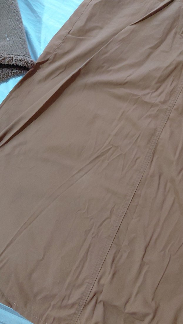 Bej Midi Keten Kemerli Kadın Etek - Görsel 3