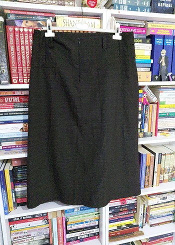 Düğmeli Siyah Midi Kadın Etek - Görsel 5