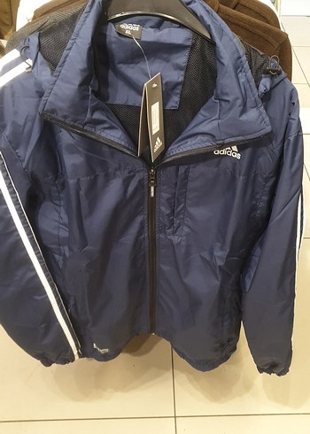 xl Beden Erkek Lacivert Adidas Fermuarlı Yağmurluk