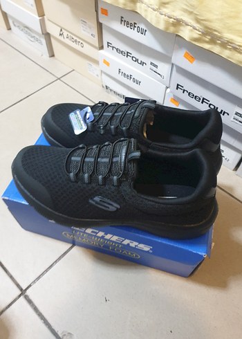 40 Beden siyah Renk Skechers Erkek Siyah Spor Ayakkabı Bağcıkları