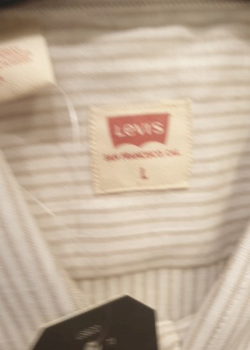 l Beden beyaz Renk Levi's Gri Çizgili Erkek Gömlek