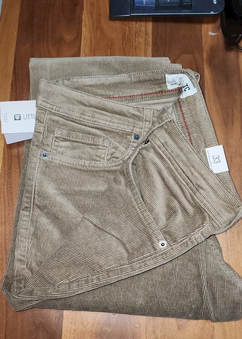 Bej Kadife Düğmeli Erkek Pantolon - Görsel 3