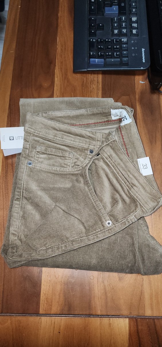 Bej Kadife Düğmeli Erkek Pantolon - Görsel 3