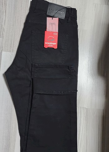 USTOP Siyah Regular Fit Mini Erkek Kot Pantolon - Görsel 3