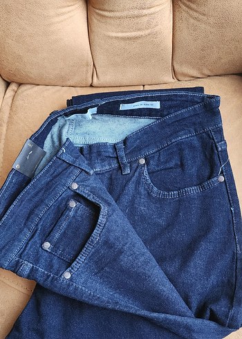 Navy Parlak Kadın Denim Jean - Görsel 2