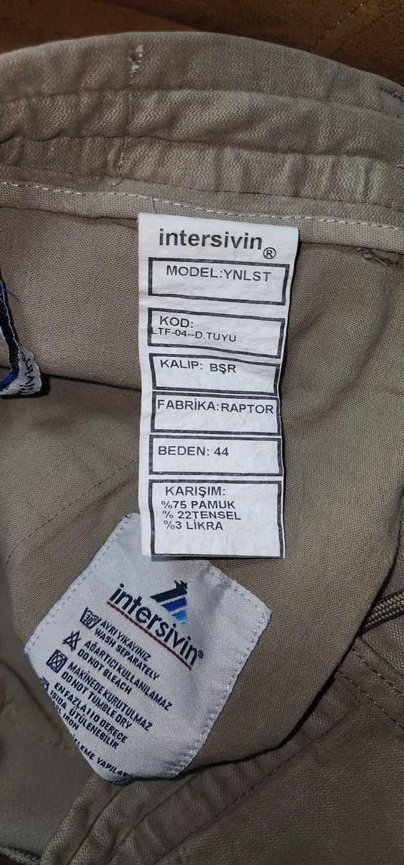 Bej Erkek Süet Pantolon İntersivin,%75 Pamuk,%22 Tensel,%3 Likra - Görsel 5