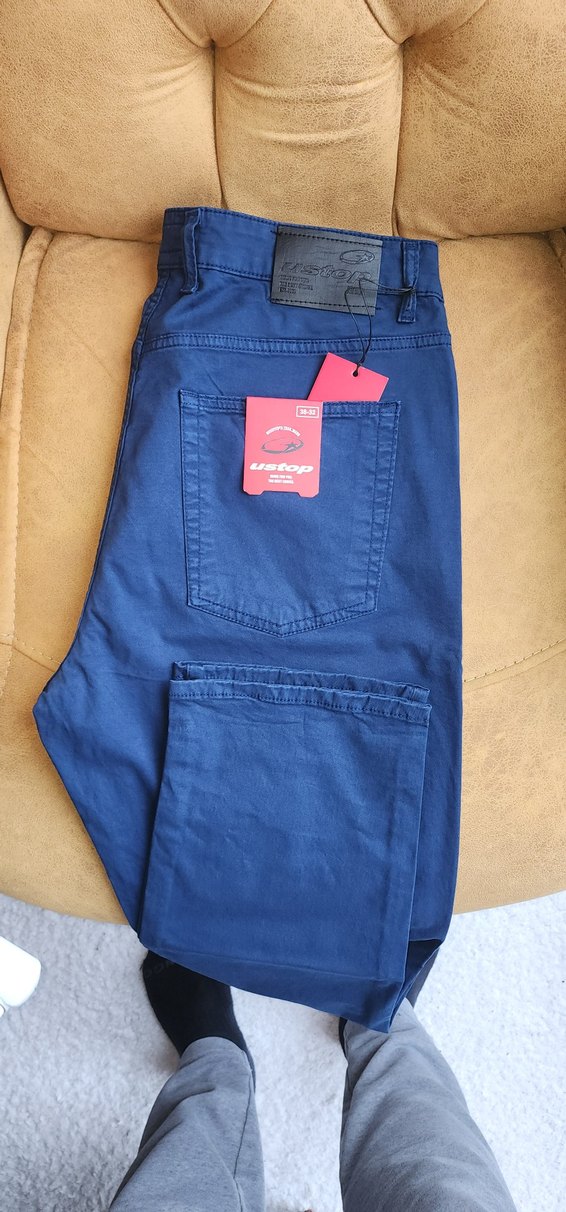 USTOP Erkek Lacivert Denim Regular Fit Pantolon - Görsel 3