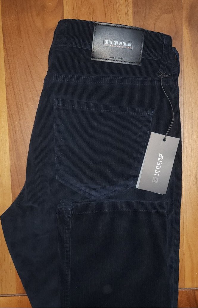 Erkek Lacivert Düğmeli Kadife Pantolon - Görsel 2